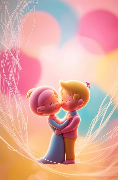 Photo a cartoon image of a couple kissing and the word love