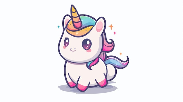 Photo a cartoon image of a cute unicorn with a pink mane and tail