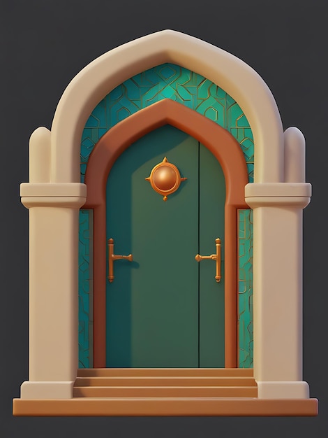 a cartoon image of a door with a green door