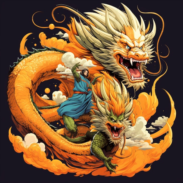 Cartoon image of Dragon Ball and Goku by AI