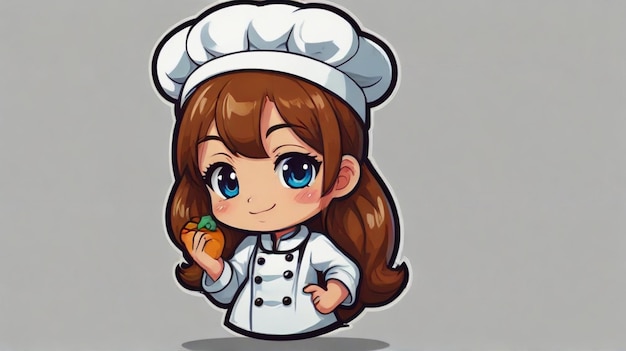 a cartoon image of a female cook with a carrot