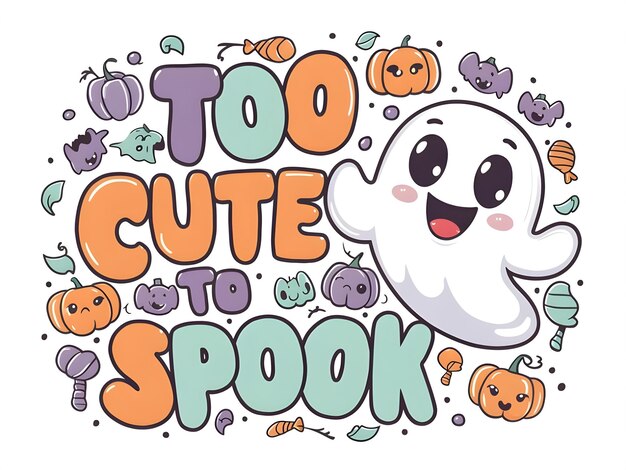 Photo a cartoon image of a ghost with a ghost saying to cute halloween