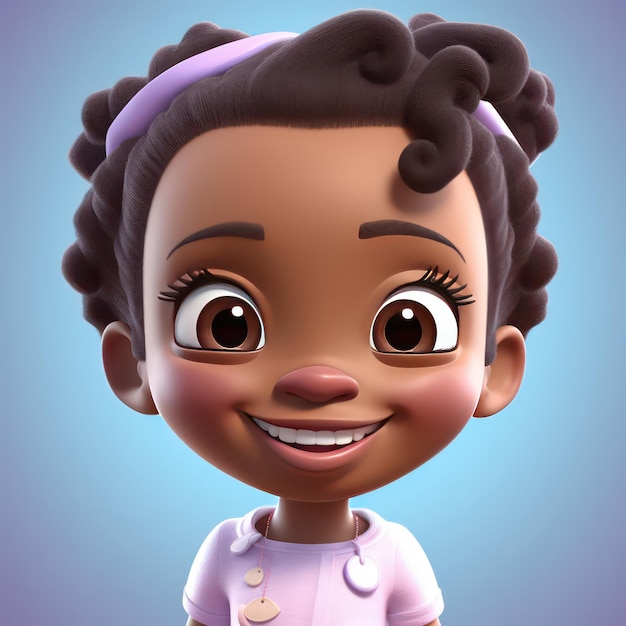 A cartoon image of a girl with curly hair and a pink shirt.