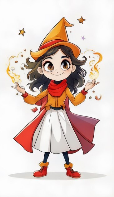 a cartoon image of a girl with a red scarf and a red scarf