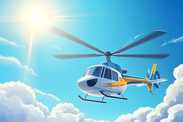 a cartoon image of a helicopter with the sun shining on it