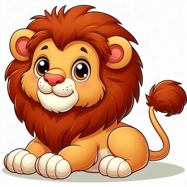 Photo a cartoon image of a lion sitting on a white background