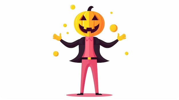 a cartoon image of a man in a suit and a jack o lantern generative ai