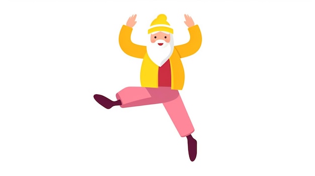 a cartoon image of a man with a beard and a hat jumping generative ai