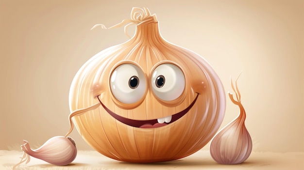 a cartoon image of a onion with a face and a smiling face