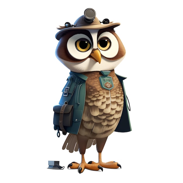 A cartoon image of a owl wearing a hat and a hat.