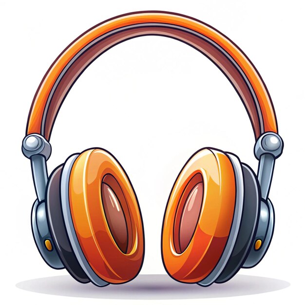 Photo a cartoon image of a pair of headphones with orange and black accents