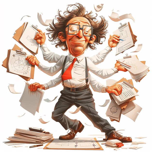 A Cartoon Image of a Relaxed and Organized Accountant