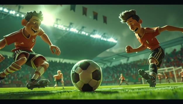 Photo a cartoon image of a soccer game with a man wearing a shirt that says  no