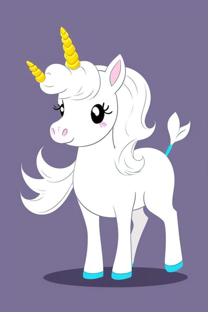 Photo a cartoon image of a unicorn with a purple background