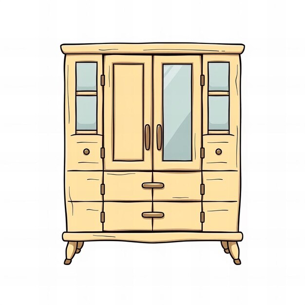 Photo a cartoon image of a wooden armoire with two doors