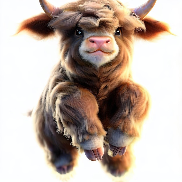 A cartoon image of a yak with horns and a pink nose.