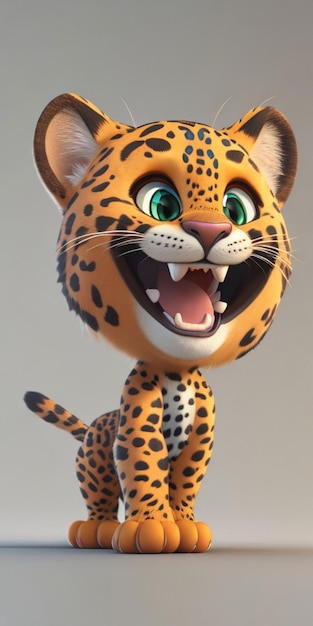 A cartoon jaguar with a big smile on its face