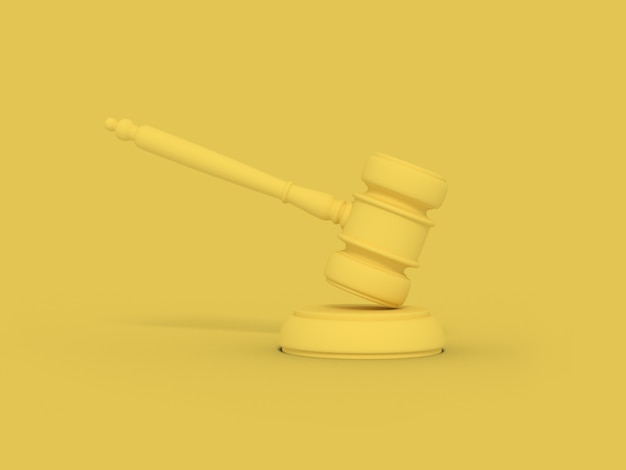 Cartoon Judge's hammer on yellow background