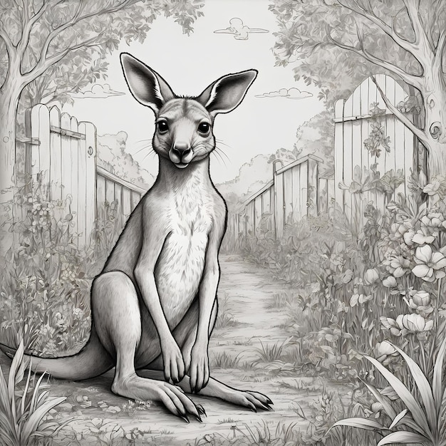 cartoon kangaroo coloring image