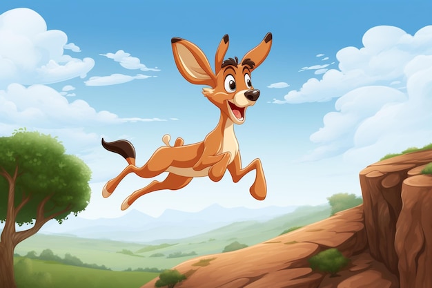 Photo cartoon kangaroo images background and copy space