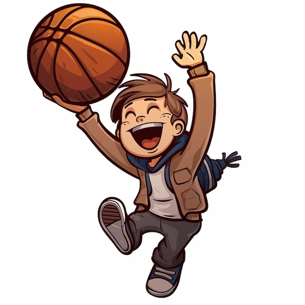 Photo a cartoon kid playing basketball clip art