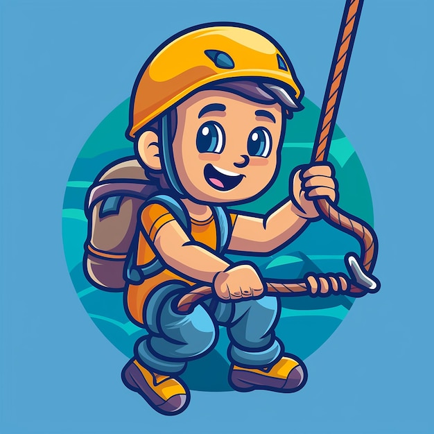 Photo a cartoon of a kid with a yellow helmet and a backpack that says quot go quot