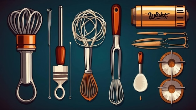 Cartoon Kitchen Whisk Illustration