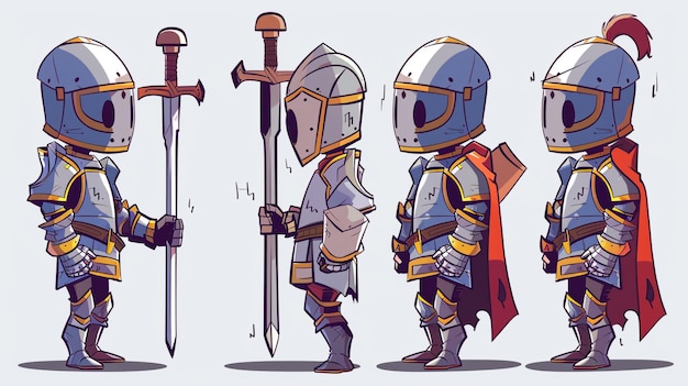 Photo a cartoon of a knight with a sword and shield