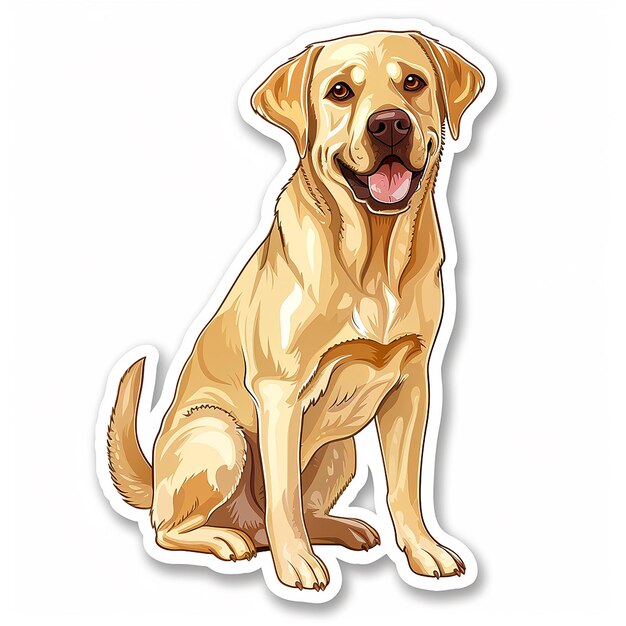 Photo cartoon labrador retriever sticker white background