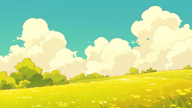 A cartoon landscape anime style