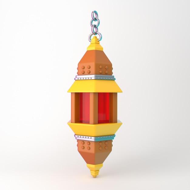 Cartoon Lantern Front View In White Background