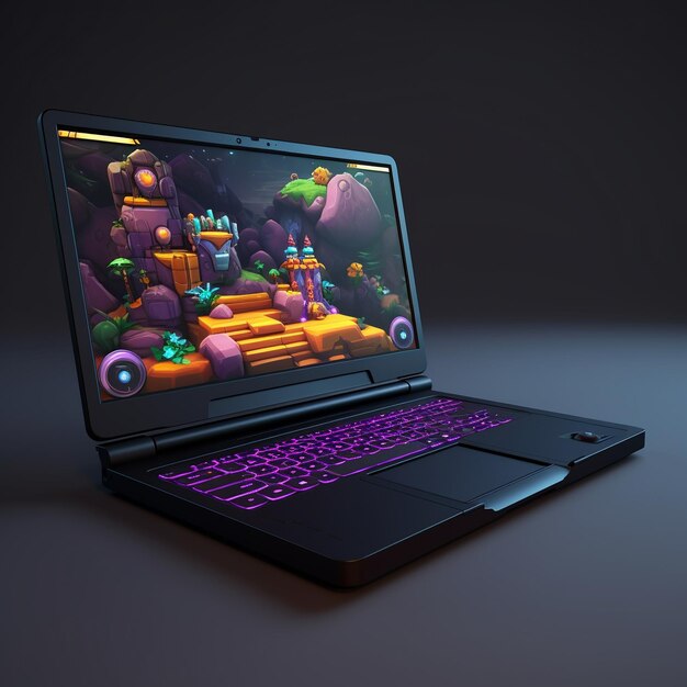 Cartoon laptop gaming 3d