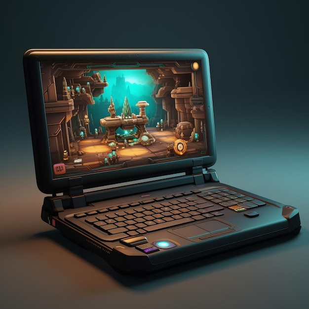 Cartoon laptop gaming 3d