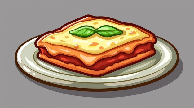 Cartoon lasagna with delicious details and vibrant colors