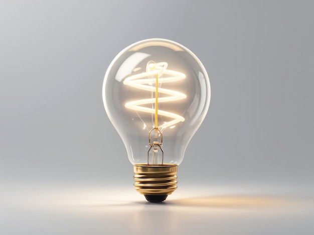 Cartoon Light Bulb Isolated on Transparent or White Background