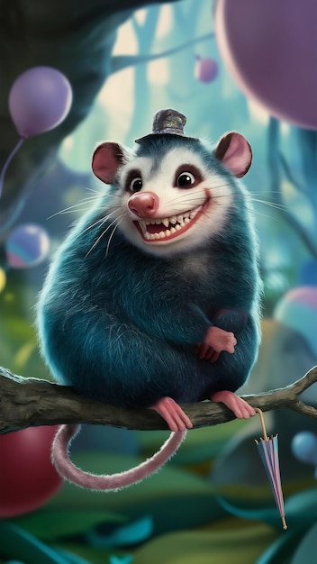 Cartoon like possum illustration