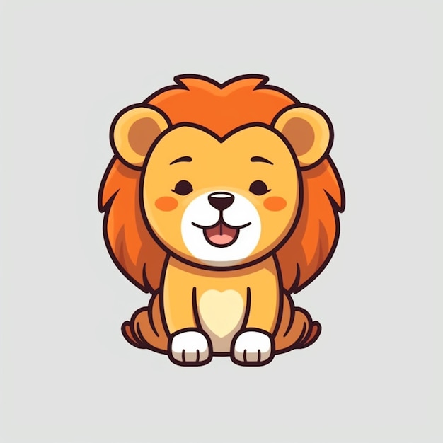 a cartoon lion sitting on the ground with its mouth open generative ai