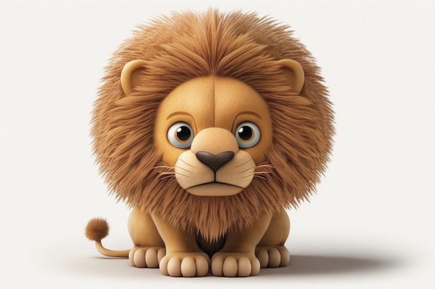 A cartoon lion with a big brown mane and a big brown nose.