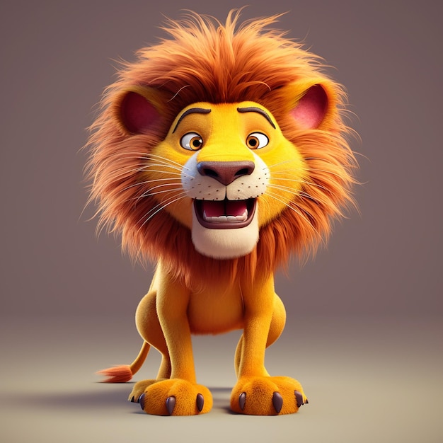 A cartoon lion with a big smile on its face.