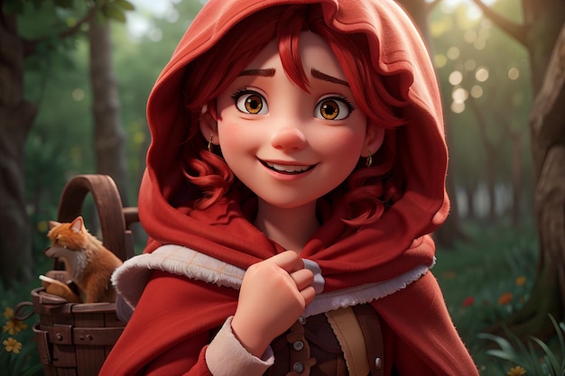 Cartoon little red riding hood illustration