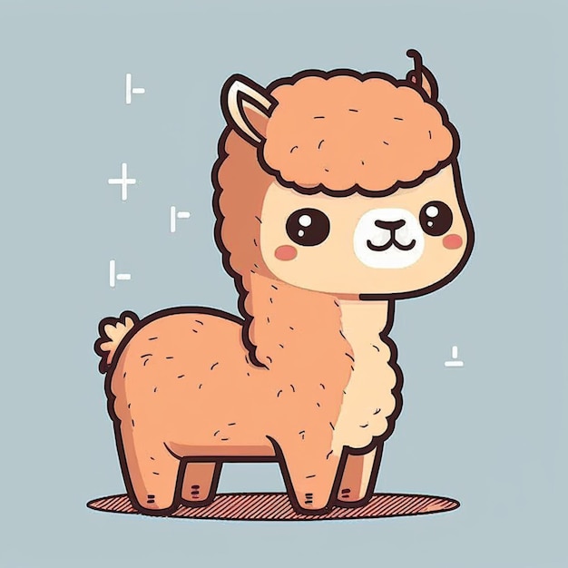 A cartoon llama with a brown head and a white face.