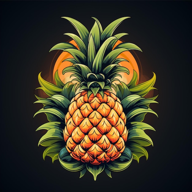 cartoon logo pineapple fruit