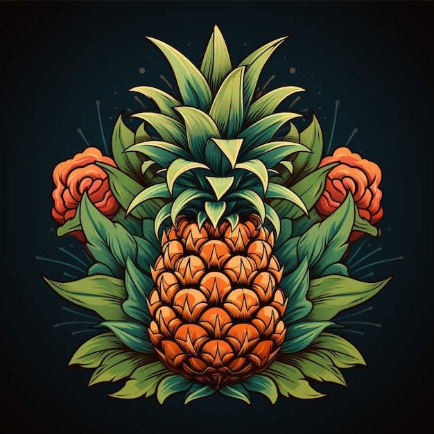 cartoon logo pineapple fruit