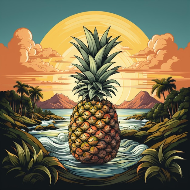 cartoon logo pineapple fruit