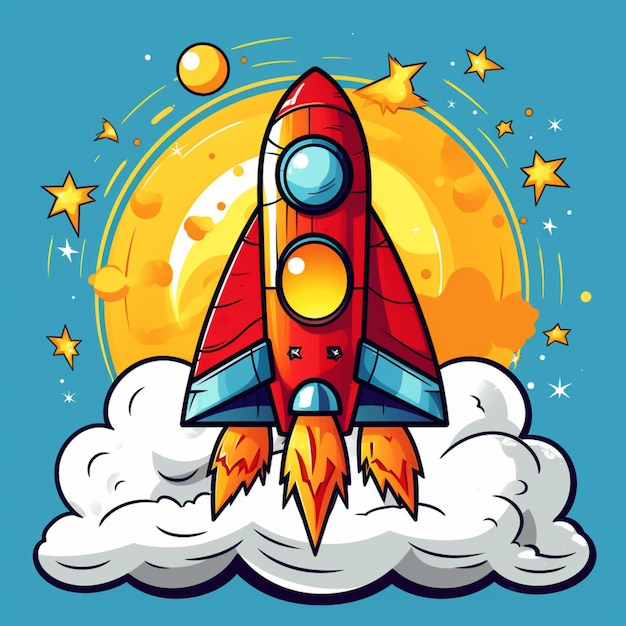 cartoon logo rocket