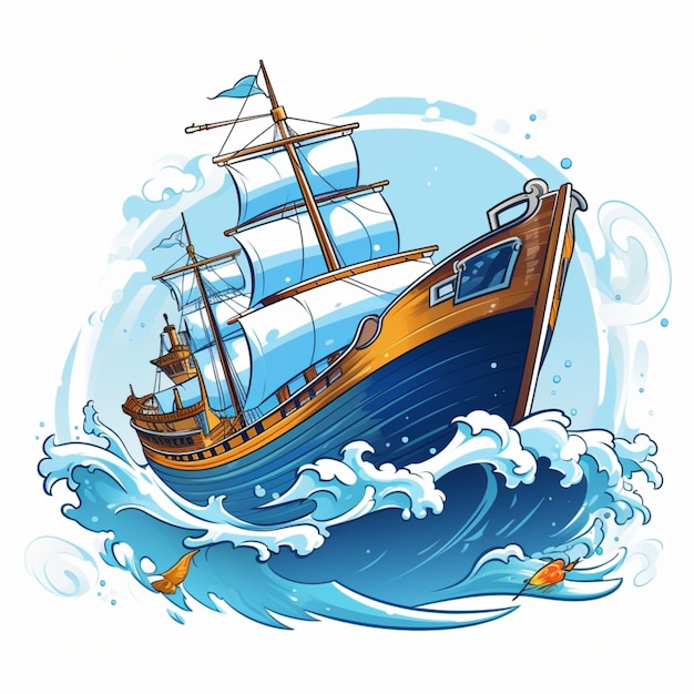 cartoon logo sea ship