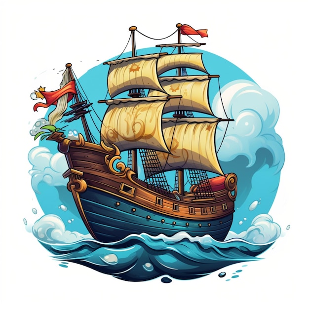 cartoon logo sea ship