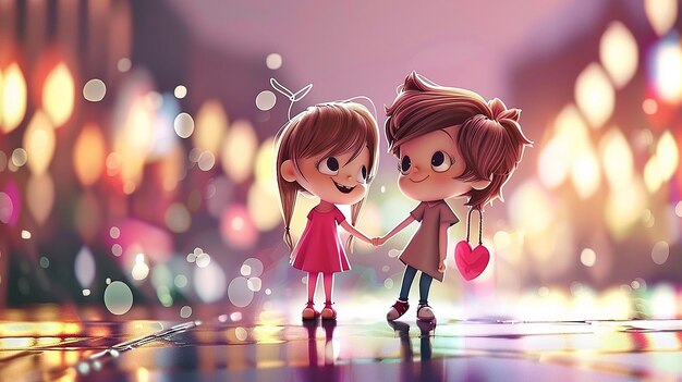 Photo a cartoon lovely kids couple for childrens kids book