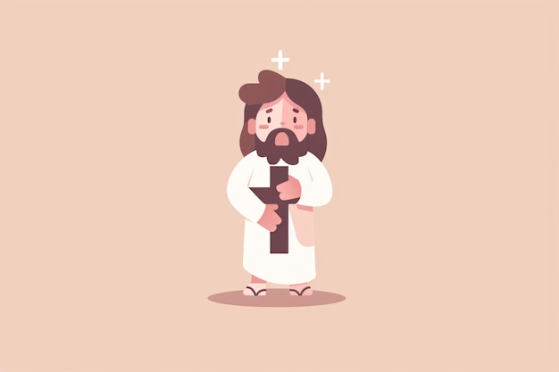 Photo a cartoon of a man holding a cross