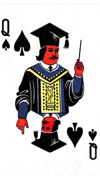 Photo a cartoon of a man playing cards with a man wearing a top hat and holding a spade